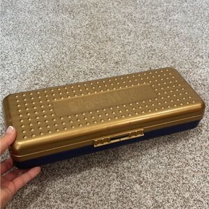 Vintage 90’s Spacemaker 13” Pencil Box In Gold & Blue, Great Condition! Rare